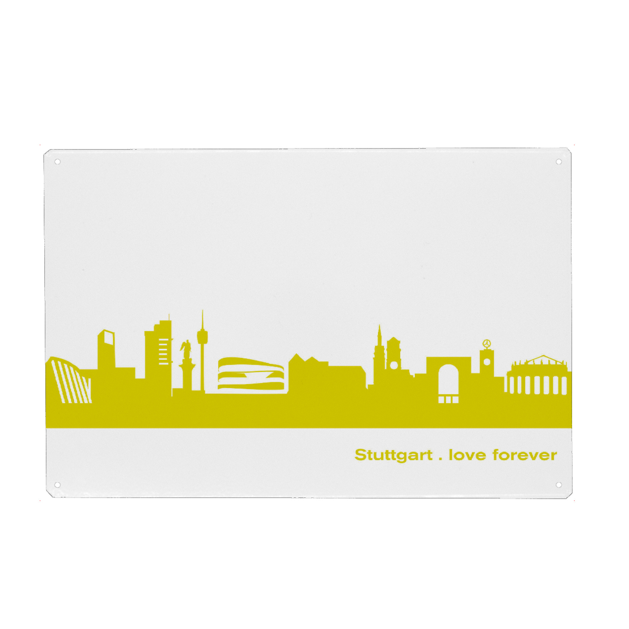 Metall Poster "Stuttgart 06 Skyline Spring-Green Print monochrome" artboxONE - Städte,Abstrakt,Architektur,Städte / Stuttgart
