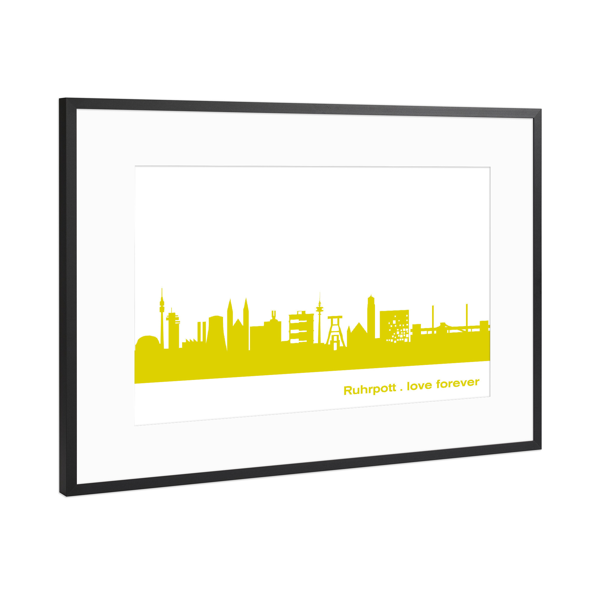 Poster mit Rahmen Schwarz (Metallic) "Ruhrpott 06 Skyline Spring-Green Print monochrome" artboxONE - Städte,Abstrakt,Architektur,Städte / Weitere