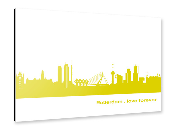 Alu-Dibond "Rotterdam 06 Skyline Spring-Green Print monochrome" 30x20 cm artboxONE