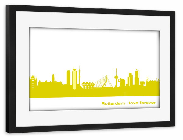 Poster mit Rahmen schwarz "Rotterdam 06 Skyline Spring-Green Print monochrome" artboxONE - Städte,Abstrakt,Architektur,Städte / Weitere