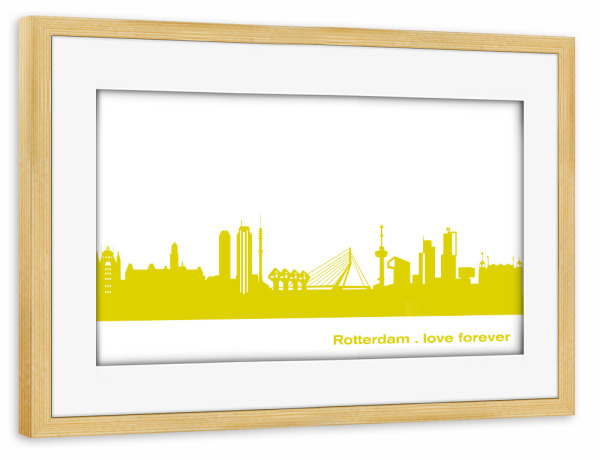 Poster mit Rahmen kiefer "Rotterdam 06 Skyline Spring-Green Print monochrome" artboxONE - Städte,Abstrakt,Architektur,Städte / Weitere