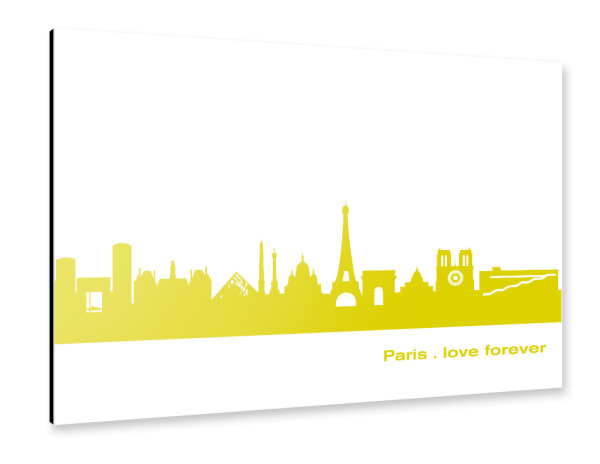 Alu-Dibond "Paris 06 Skyline Spring-Green Print monochrome" 30x20 cm artboxONE