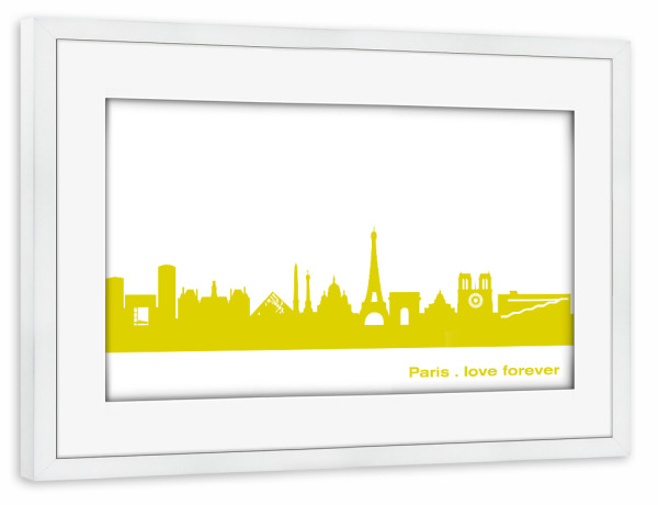 Poster mit Rahmen weiß "Paris 06 Skyline Spring-Green Print monochrome" artboxONE - Städte,Abstrakt,Städte / Paris
