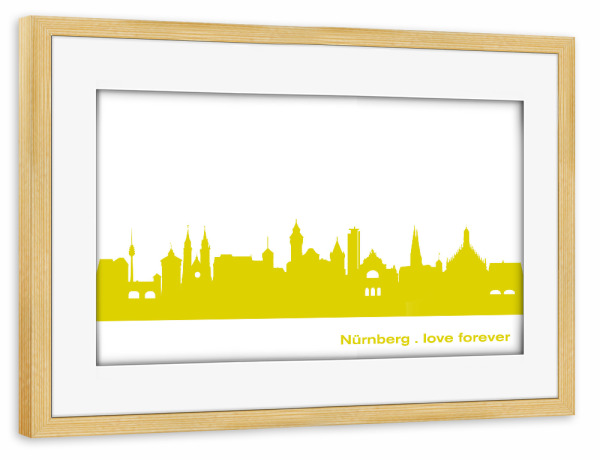 Poster mit Rahmen kiefer "Nürnberg 06 Skyline Spring-Green Print monochrome" artboxONE - Städte,Abstrakt,Architektur,Städte / Weitere