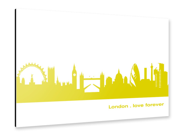 Alu-Dibond "London 06 Skyline Spring-Green Print monochrome" 30x20 cm artboxONE