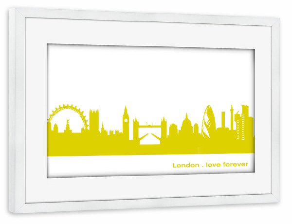 Poster mit Rahmen weiß "London 06 Skyline Spring-Green Print monochrome" artboxONE - Städte,Städte / London,Abstrakt,Architektur