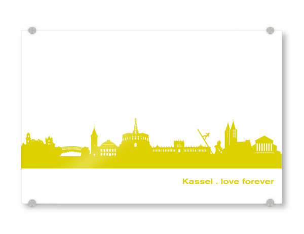 Acrylglasbild "Kassel 06 Skyline Spring-Green Print monochrome" artboxONE - Städte,Abstrakt,Architektur,Städte / Weitere