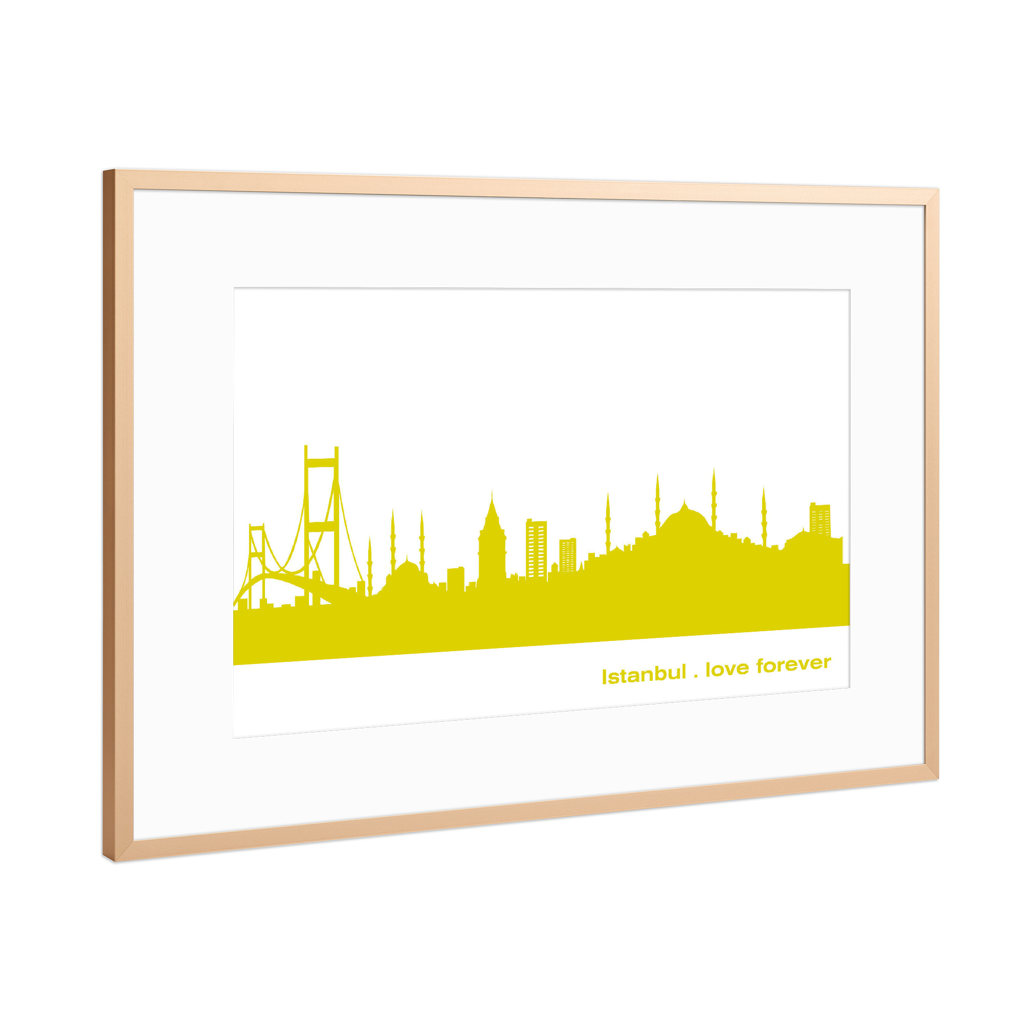 Poster mit Rahmen Kupfer "Istanbul 06 Skyline Spring-Green Print monochrome" artboxONE - Städte,Abstrakt,Architektur,Städte / Istanbul
