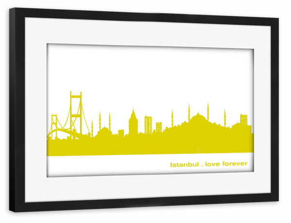 Poster mit Rahmen schwarz "Istanbul 06 Skyline Spring-Green Print monochrome" artboxONE - Städte,Abstrakt,Architektur,Städte / Istanbul
