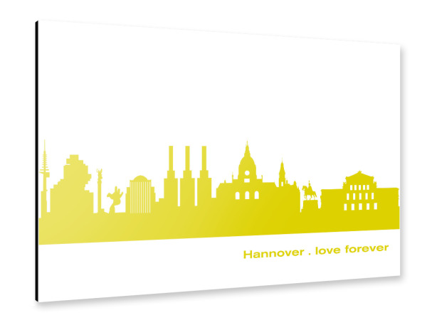Alu-Dibond "Hannover 06 Skyline Spring-Green Print monochrome" 30x20 cm artboxONE