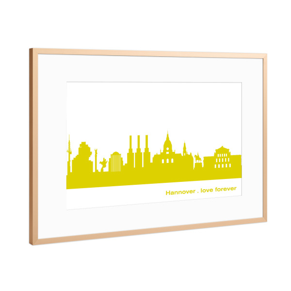 Poster mit Rahmen Kupfer "Hannover 06 Skyline Spring-Green Print monochrome" artboxONE - Städte,Abstrakt,Architektur,Städte / Weitere