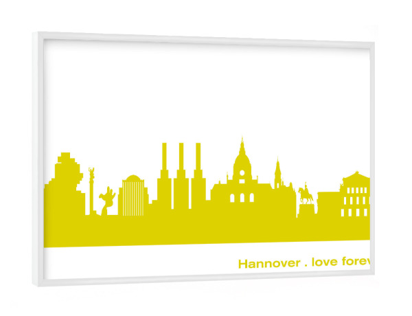 Poster mit weißem Rahmen "Hannover 06 Skyline Spring-Green Print monochrome" artboxONE - Städte,Abstrakt,Architektur,Städte / Weitere