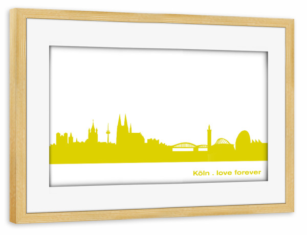 Poster mit Rahmen kiefer "Köln 06 Skyline Spring-Green Print monochrome" artboxONE - Städte,Städte / Köln,Abstrakt,Architektur