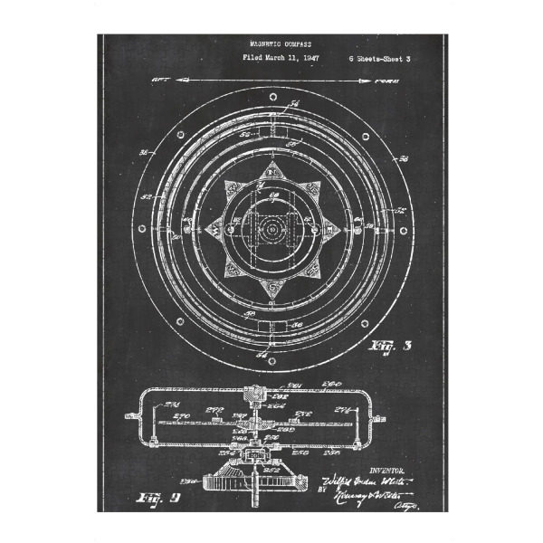 Puzzle Ravensburger "Magnetischer Kompass" artboxONE - Reise,Schwarzweiß