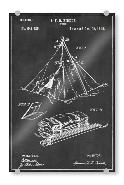Acrylglasbild "Camping Zelt" artboxONE - Reise,Schwarzweiß