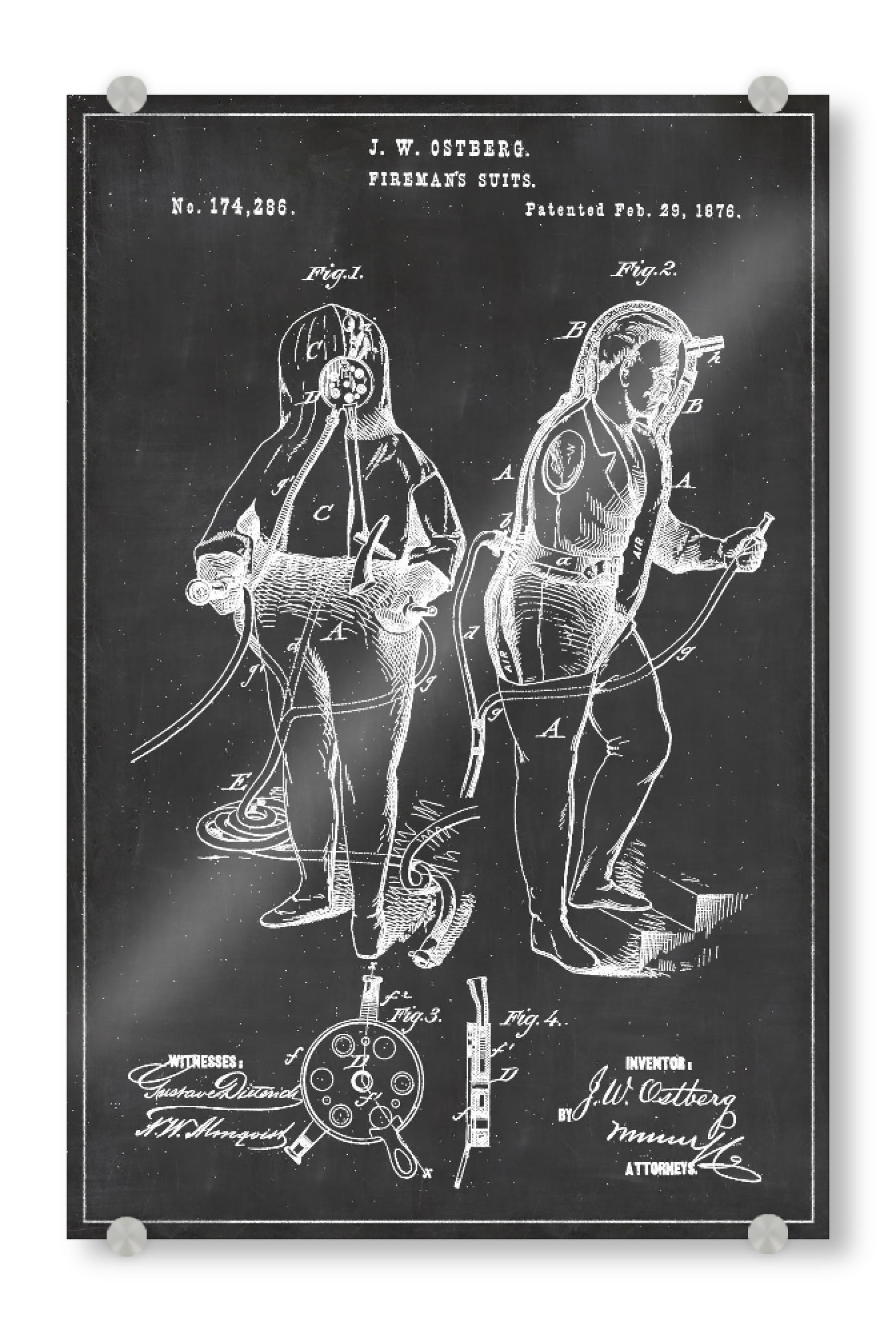 Acrylglasbild "Feuerwehrmann Anzug" artboxONE - Menschen,Schwarzweiß