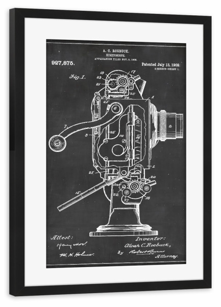 Poster mit Rahmen schwarz "Retro Kinetoskop" artboxONE - Film,Schwarzweiß