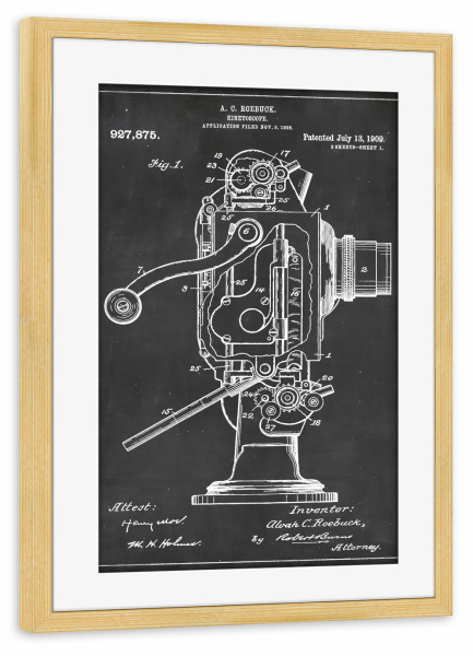 Poster mit Rahmen kiefer "Retro Kinetoskop" artboxONE - Film,Schwarzweiß