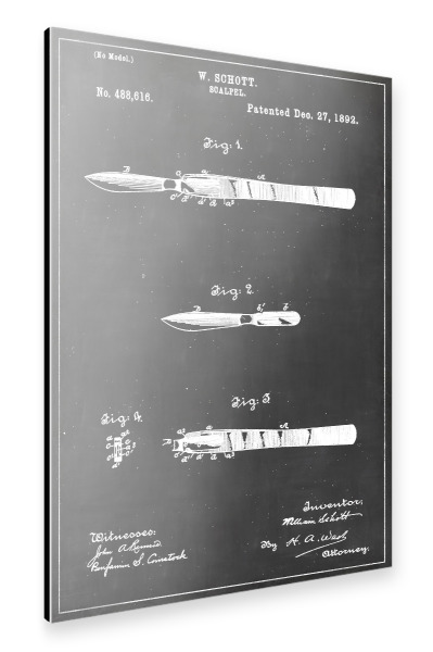 Alu-Dibond "Skalpell Patent" 30x20 cm artboxONE