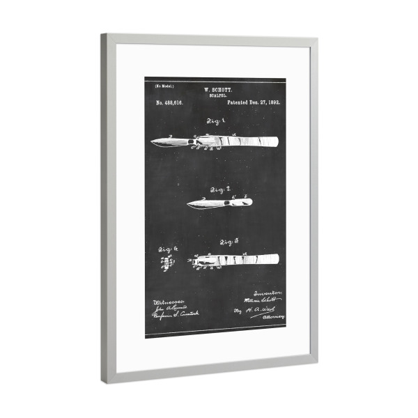Poster mit Rahmen Silber "Skalpell Patent" artboxONE - Abstrakt,Menschen,Schwarzweiß