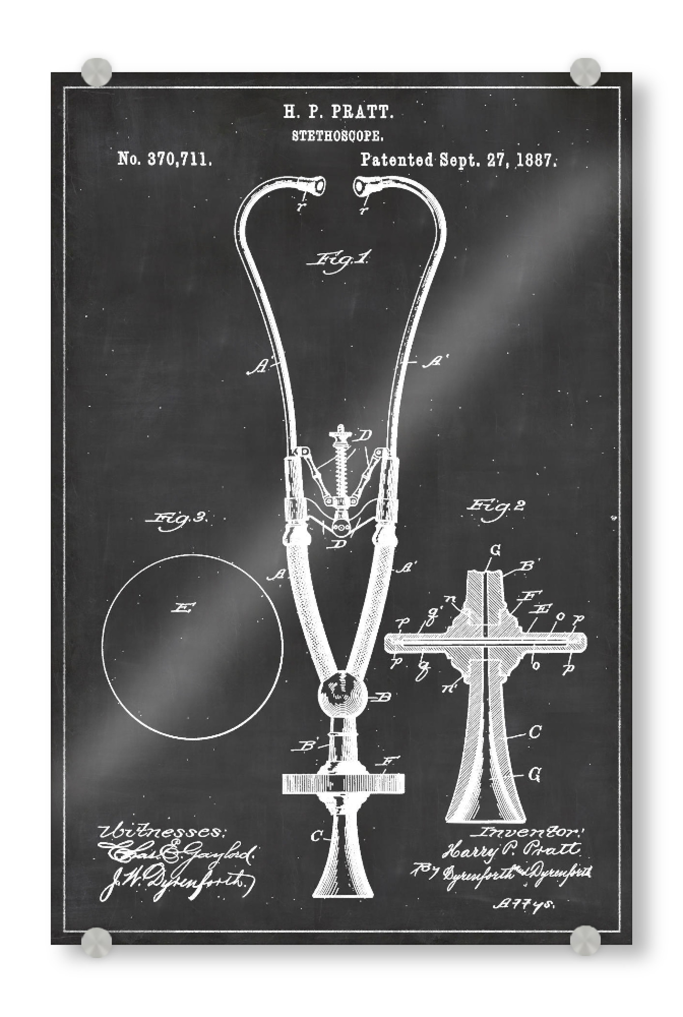 Acrylglasbild "Stethoskop Patent 2" artboxONE - Abstrakt,Menschen,Schwarzweiß