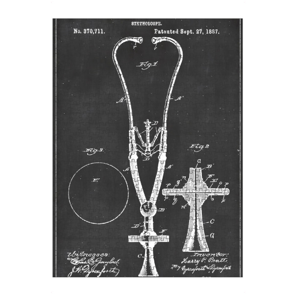 Puzzle Ravensburger "Stethoskop Patent 2" artboxONE - Abstrakt,Menschen,Schwarzweiß