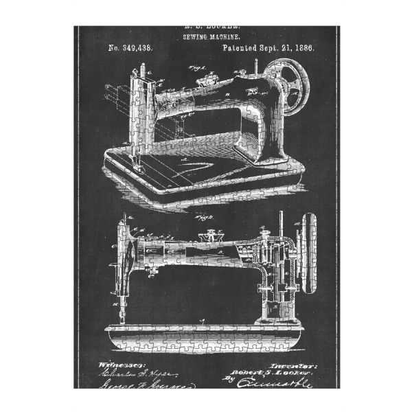 Puzzle Ravensburger "Antike Nähmaschine Blaupause" artboxONE - Schwarzweiß,Fashion
