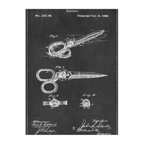 artboxONE Puzzle "Retro Schere Entwurf" artboxONE - Schwarzweiß,Fashion - Blaupause,Entwurf,Retro,Vintage,Schere,Entwurf,Schneidern,Nähen