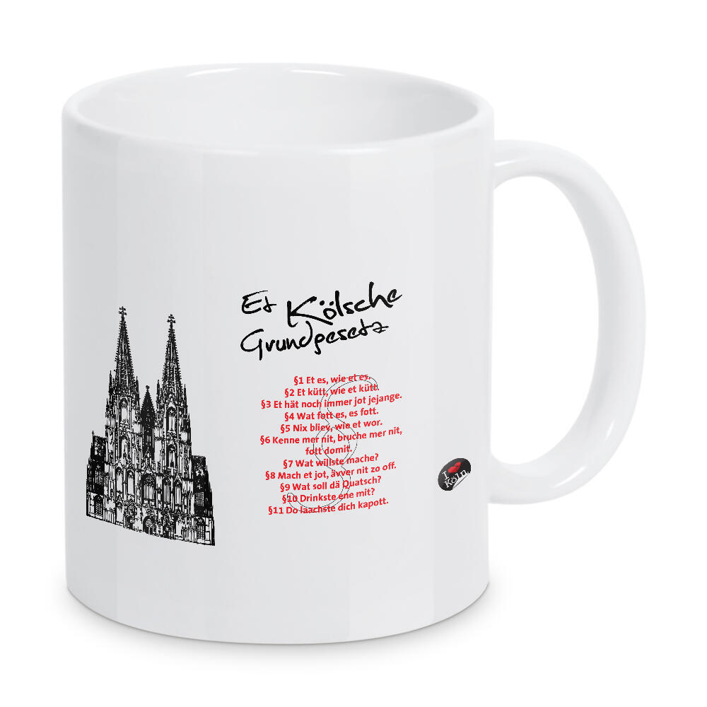 Tasse "ET KÖLSCHE GRUNDGESETZ weiß" artboxONE - Städte / Köln,Typografie