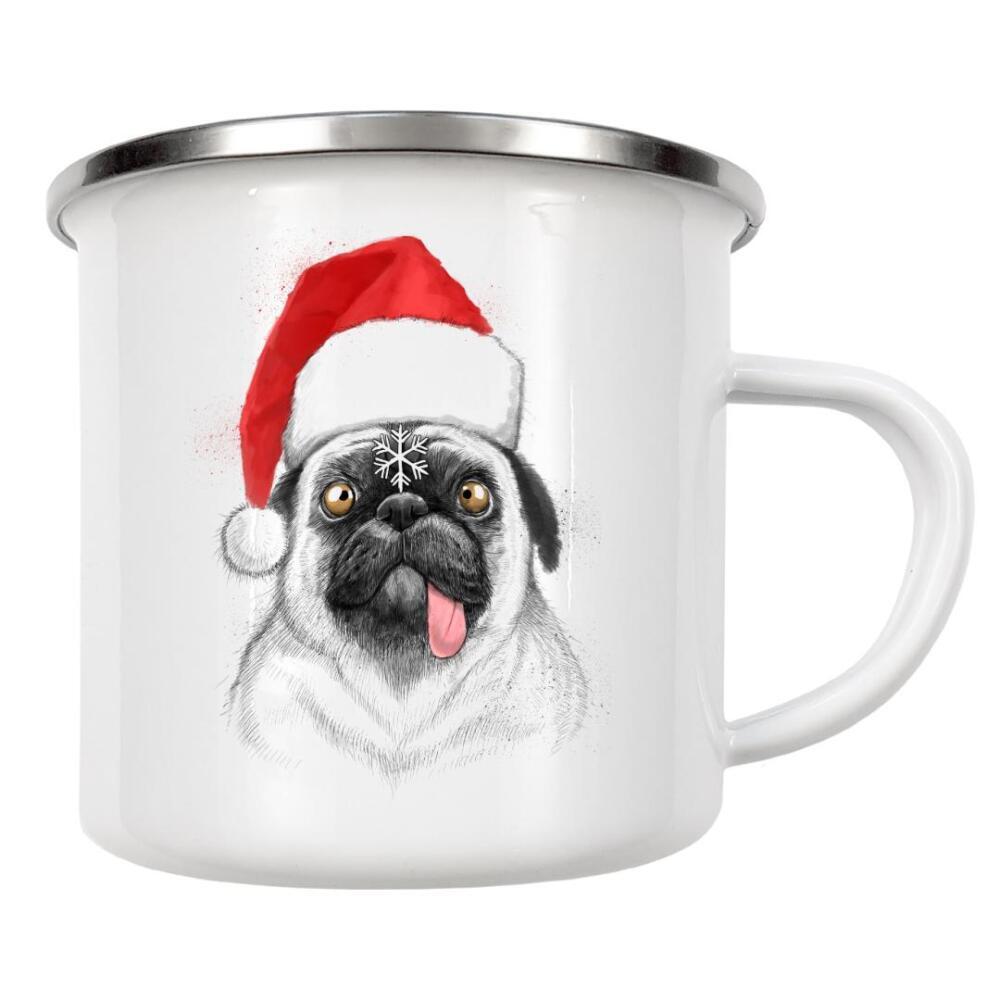 Emaille Tasse "Сhristmas pug" artboxONE - Natur,Tiere,Fashion