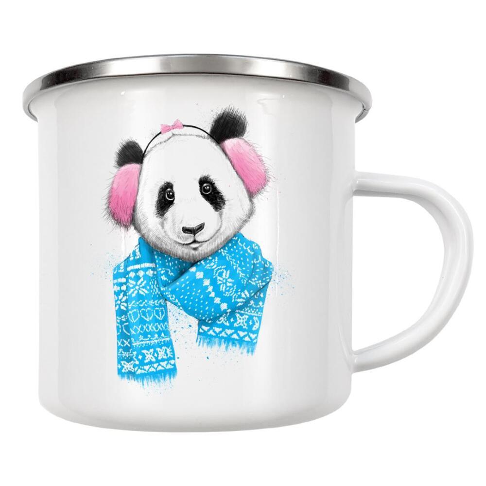 Emaille Tasse "Christmas panda girl" artboxONE - Tiere,Fashion,Weihnachten