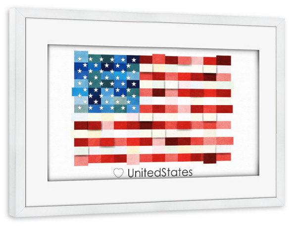 Poster mit Rahmen weiß "United States USA Flag" artboxONE - Reise,Reise / Länder