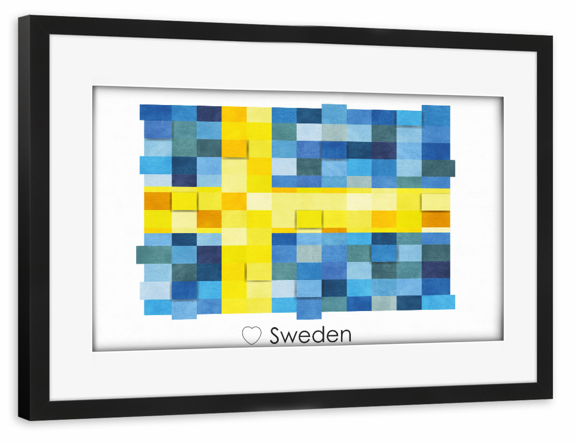 Poster mit Rahmen schwarz "Sweden Flag" artboxONE - Reise,Reise / Länder