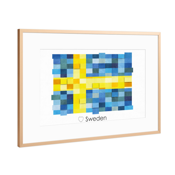 Poster mit Rahmen Kupfer "Sweden Flag" artboxONE - Reise,Reise / Länder