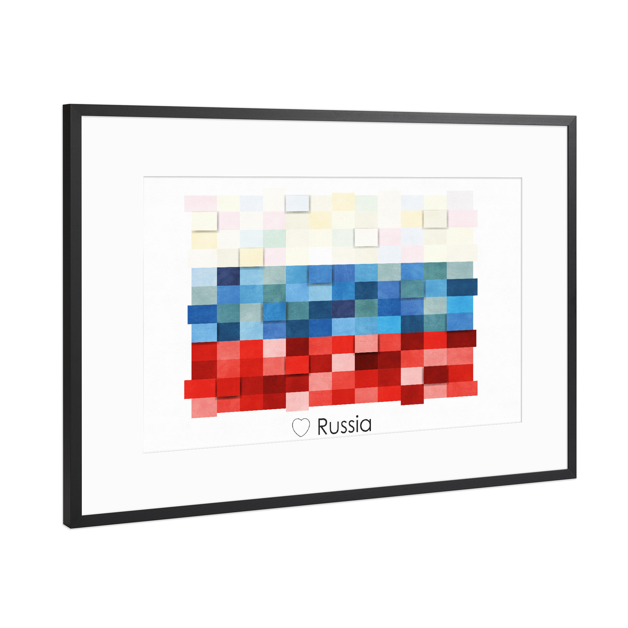 Poster mit Rahmen Schwarz (Metallic) "Russia Flag" artboxONE - Reise,Reise / Länder