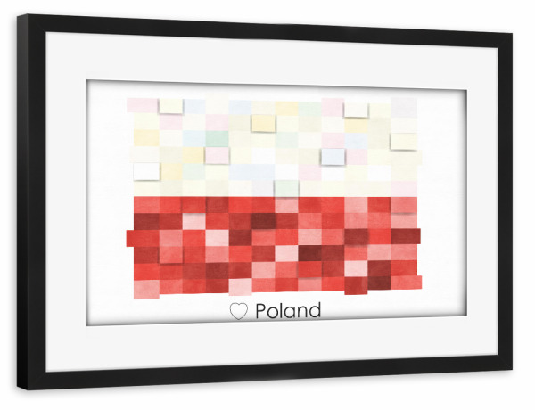 Poster mit Rahmen schwarz "Poland Flag" artboxONE - Reise,Reise / Länder