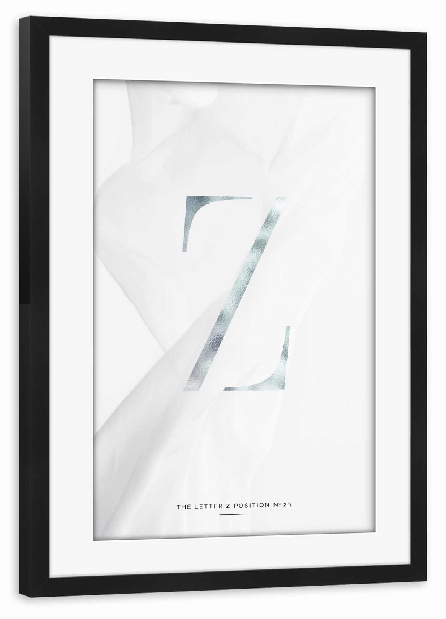 Poster mit Rahmen schwarz "SILBER LETTER COLLECTION | Z" artboxONE - Schwarzweiß,Buchstaben,Buchstaben / Z