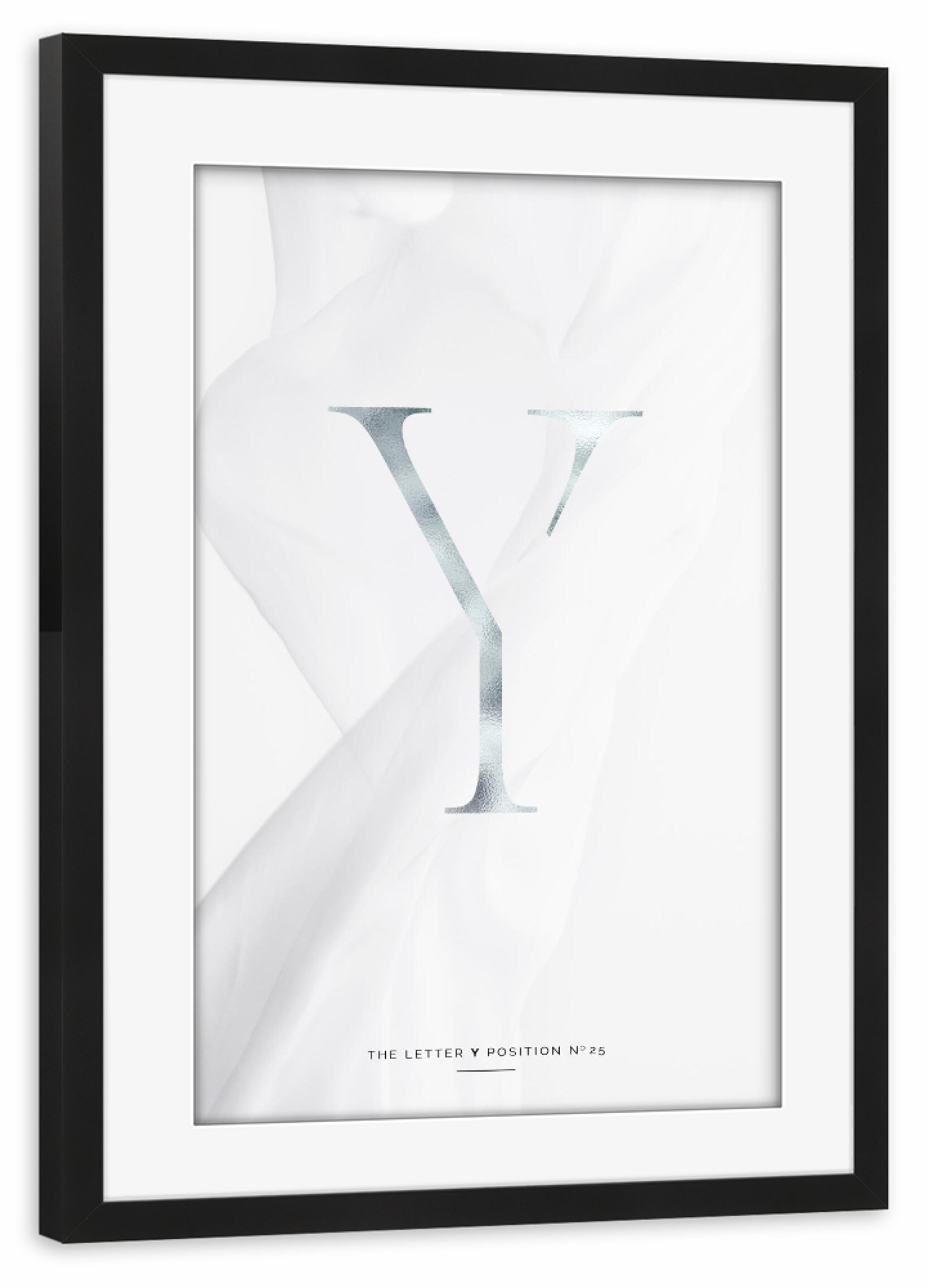 Poster mit Rahmen schwarz "SILBER LETTER COLLECTION | Y" artboxONE - Schwarzweiß,Buchstaben,Buchstaben / Y