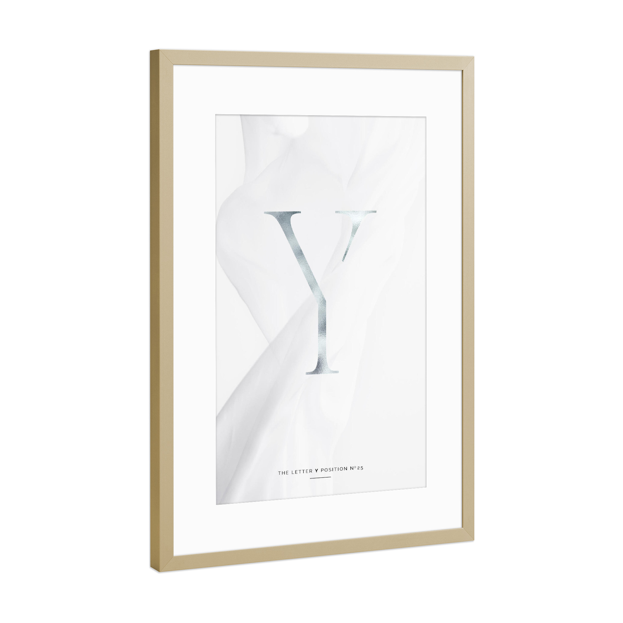 Poster mit Rahmen Gold "SILBER LETTER COLLECTION | Y" artboxONE - Schwarzweiß,Buchstaben,Buchstaben / Y