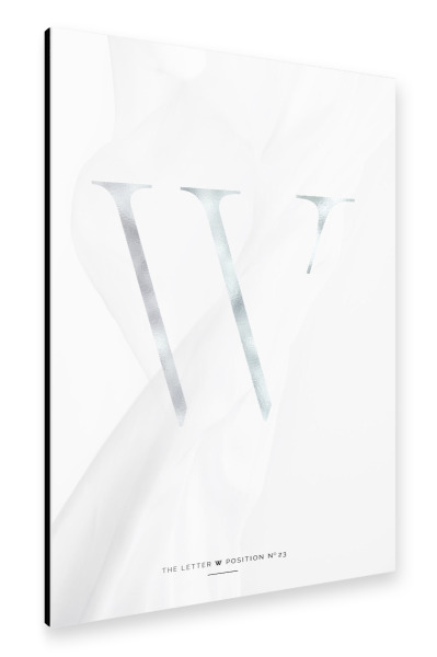Alu-Dibond "SILBER LETTER COLLECTION | W" 30x20 cm artboxONE