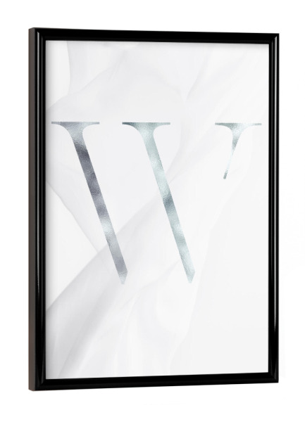 Poster mit schwarzem Rahmen "SILBER LETTER COLLECTION | W" artboxONE - Schwarzweiß,Buchstaben,Buchstaben / W