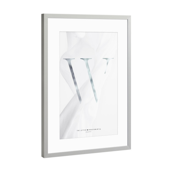 Poster mit Rahmen Silber "SILBER LETTER COLLECTION | W" artboxONE - Schwarzweiß,Buchstaben,Buchstaben / W