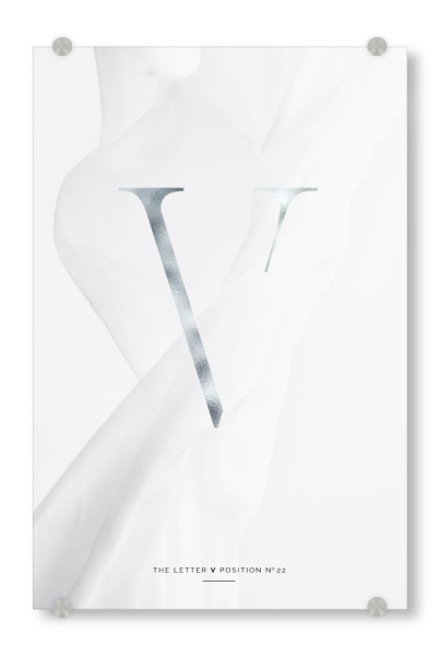 Acrylglasbild "SILBER LETTER COLLECTION | V" artboxONE - Schwarzweiß,Buchstaben,Buchstaben / V