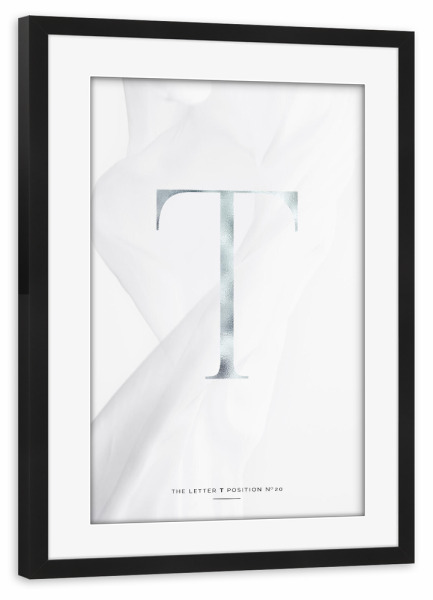 Poster mit Rahmen schwarz "SILBER LETTER COLLECTION | T" artboxONE - Schwarzweiß,Buchstaben,Buchstaben / T