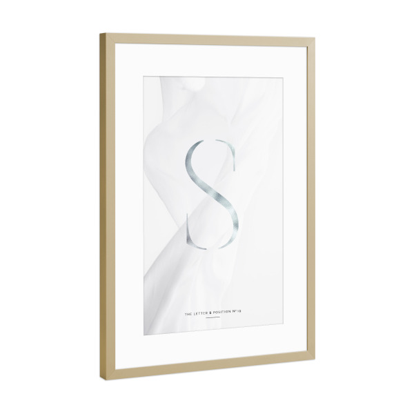 Poster mit Rahmen Gold "SILBER LETTER COLLECTION | S" artboxONE - Schwarzweiß,Buchstaben,Buchstaben / S