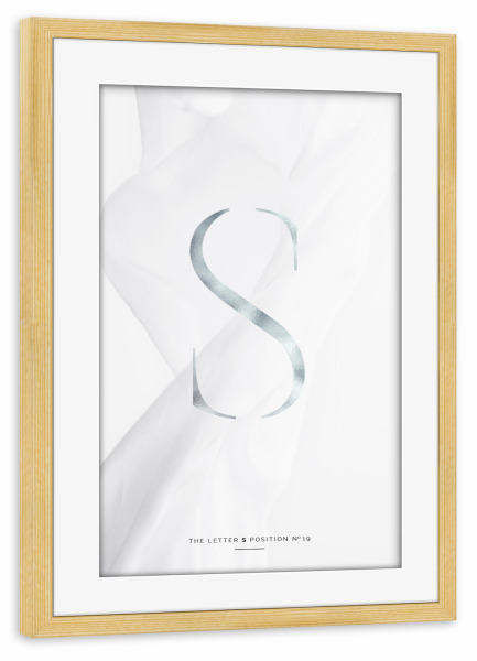 Poster mit Rahmen kiefer "SILBER LETTER COLLECTION | S" artboxONE - Schwarzweiß,Buchstaben,Buchstaben / S