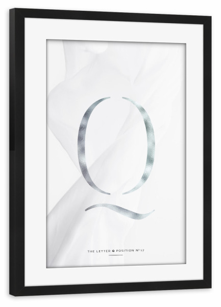 Poster mit Rahmen schwarz "SILBER LETTER COLLECTION | Q" artboxONE - Schwarzweiß,Buchstaben,Buchstaben / Q