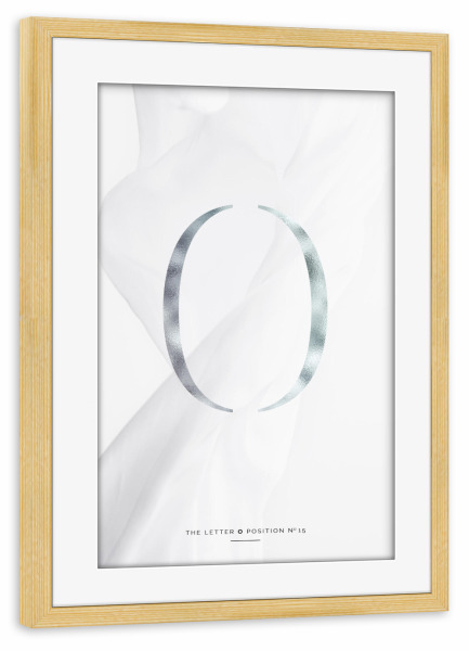 Poster mit Rahmen kiefer "SILBER LETTER COLLECTION | O" artboxONE - Schwarzweiß,Buchstaben,Buchstaben / O