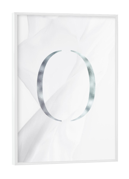Poster mit weißem Rahmen "SILBER LETTER COLLECTION | O" artboxONE - Schwarzweiß,Buchstaben,Buchstaben / O