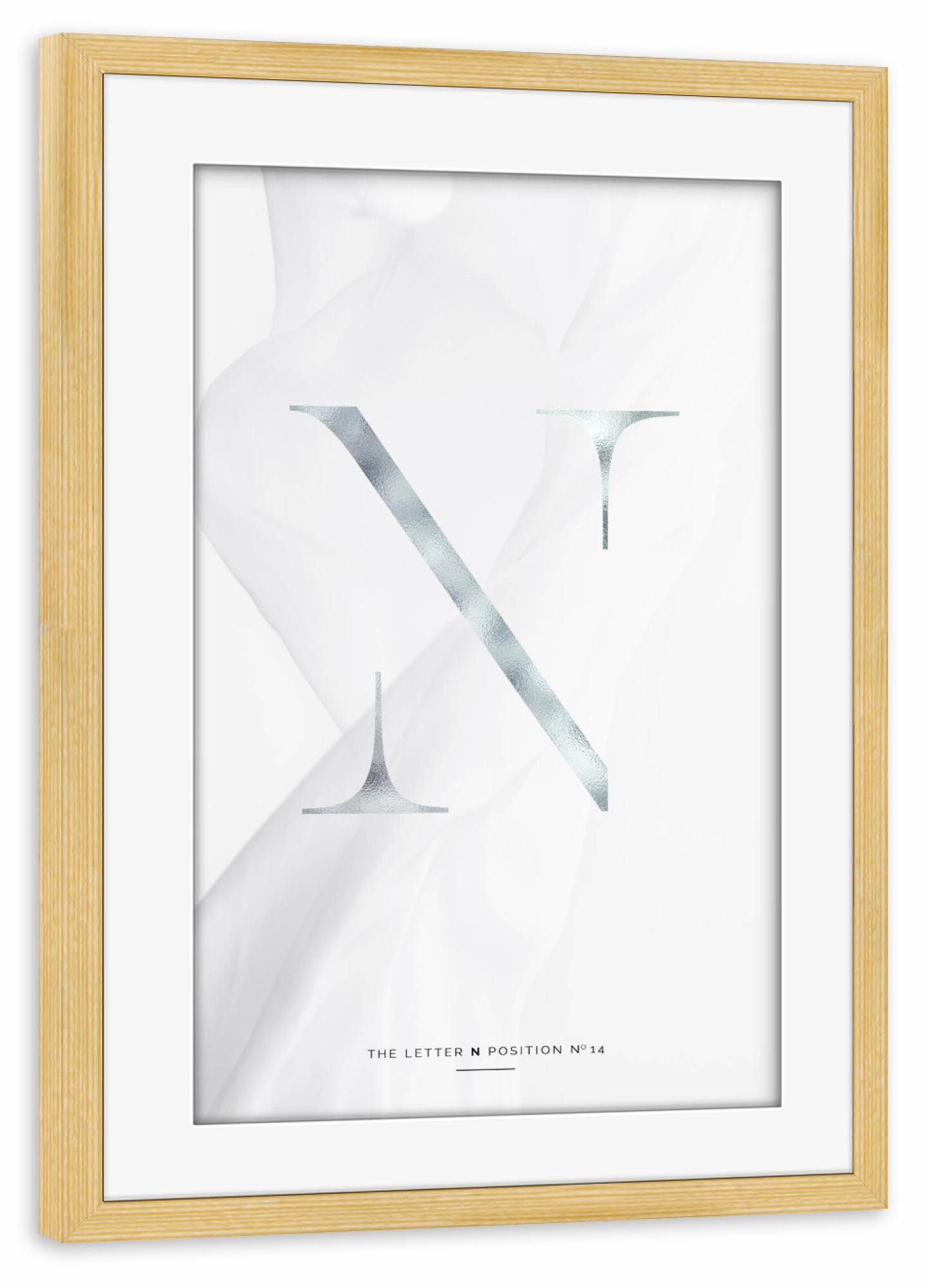 Poster mit Rahmen kiefer "SILBER LETTER COLLECTION | N" artboxONE - Schwarzweiß,Buchstaben,Buchstaben / N